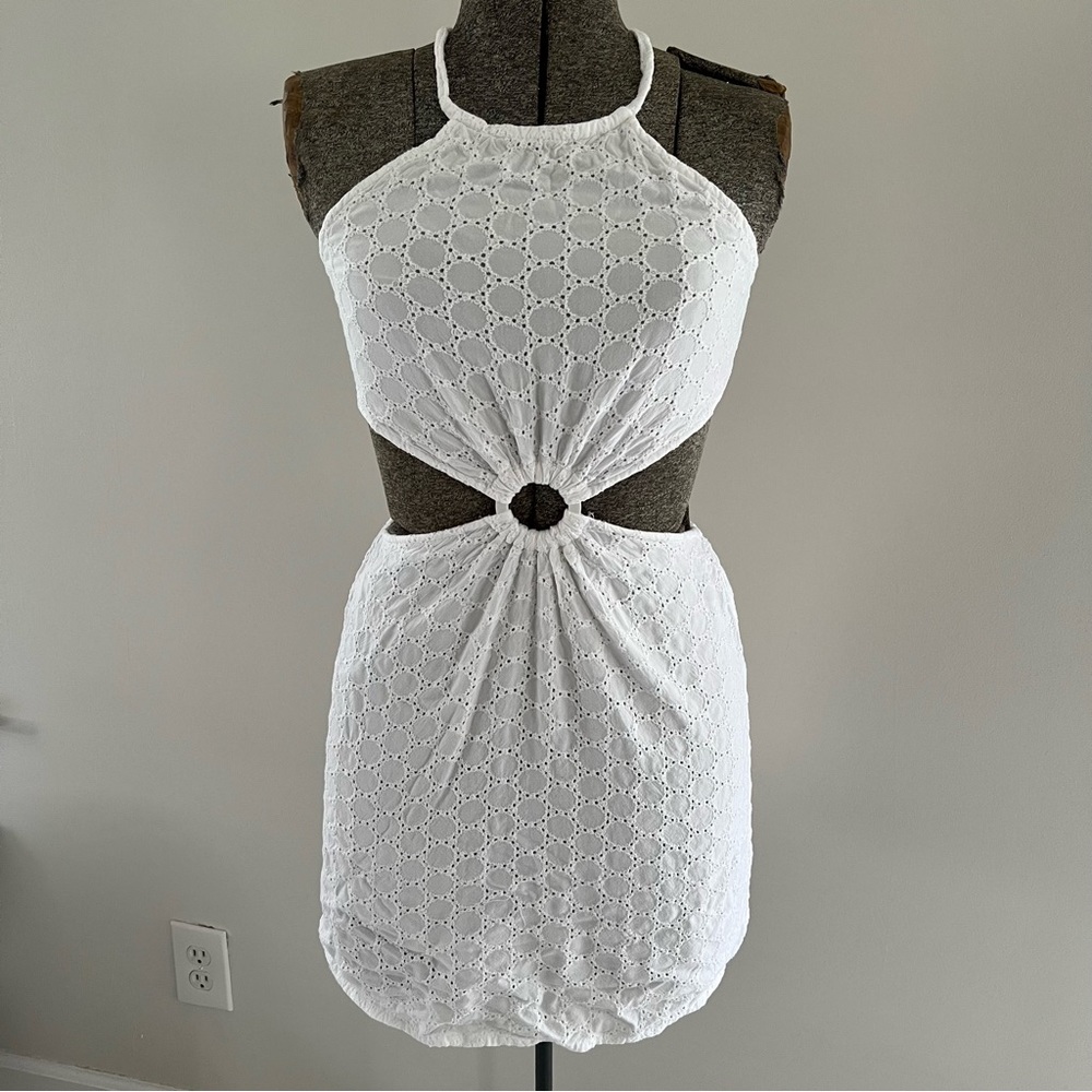 White Eyelet Cutout Dress